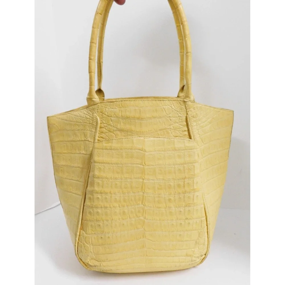 Nancy Gonzalez Yellow Genuine Crocodile Double Handle Tote Bag - Picture 3 of 12